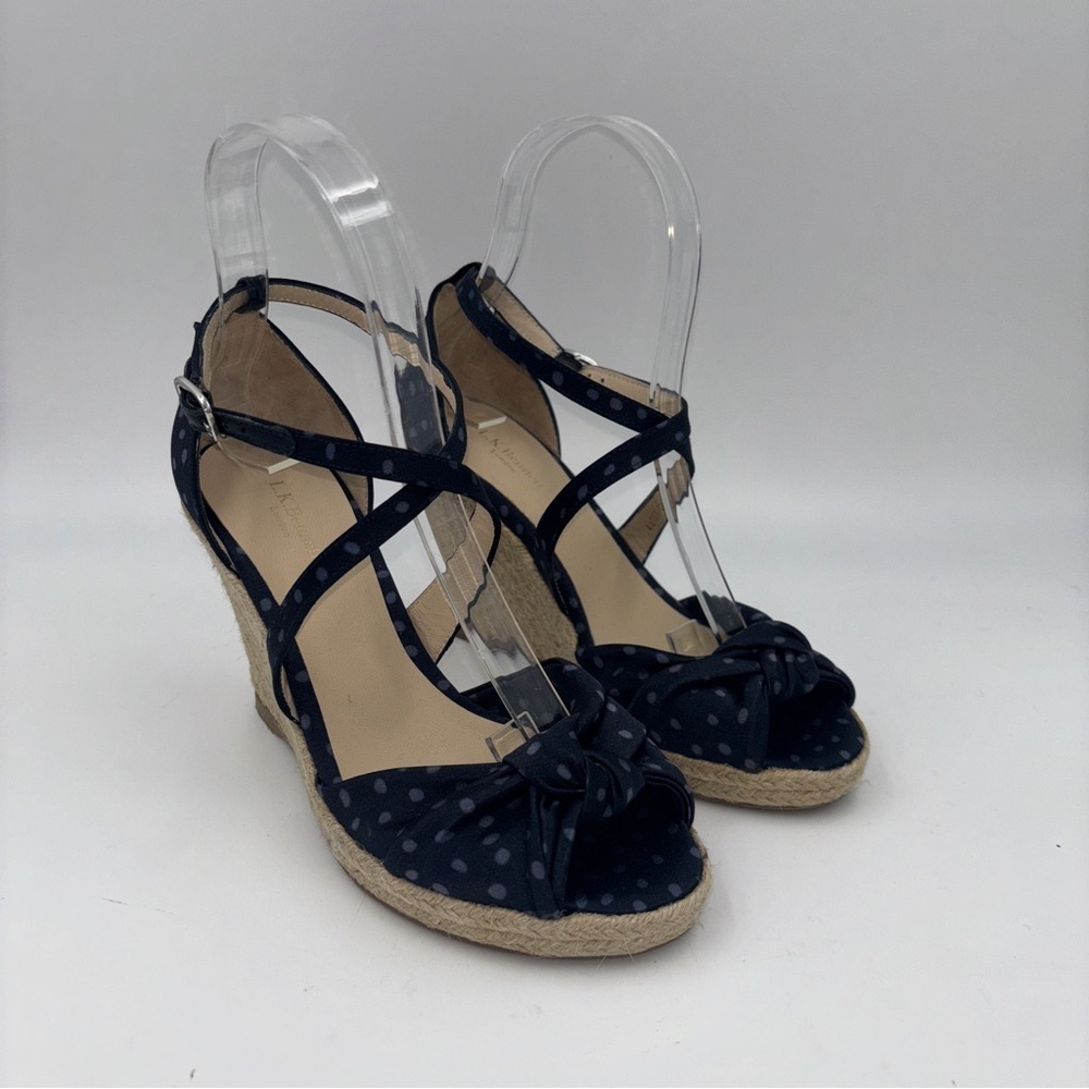 New! LK Bennett polka dot espadrille platform sandals - Picture 3 of 8